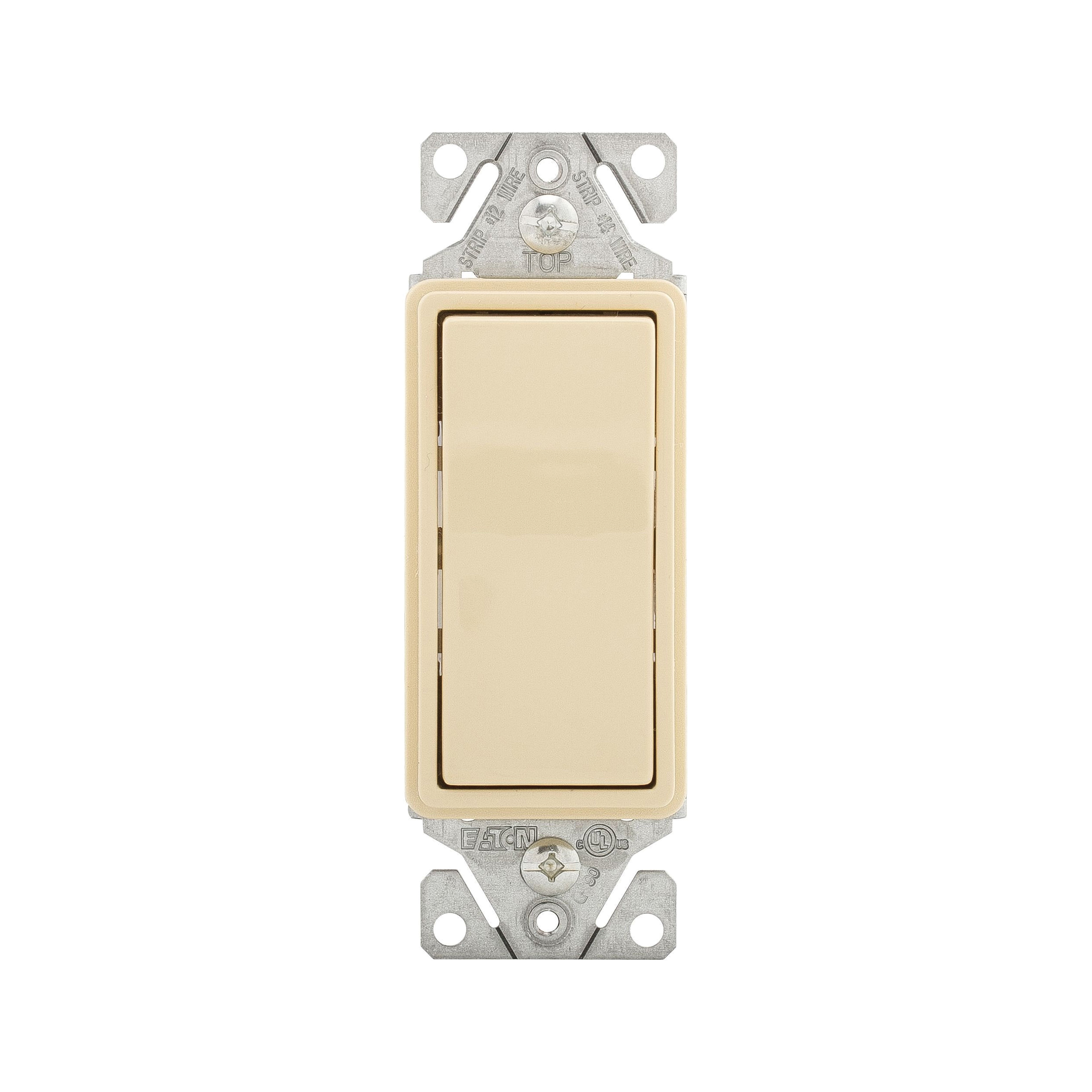 Wiring Devices 7500 Series 7513V-BOX Decorator Switch, 3-Pole, 15 A, 120/277 V, 3-Way, Lead Wire Terminal, Ivory, 1-Phase