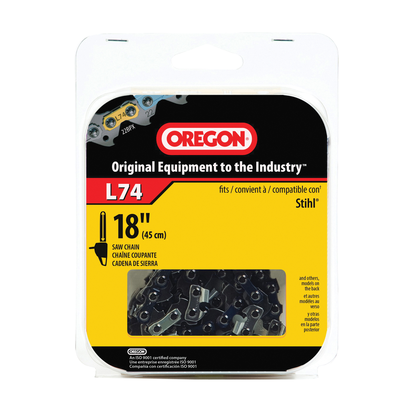 L74 Chainsaw Chain, 18 in L Bar, 0.63 in, 0.325 in TPI/Pitch, 74-Link