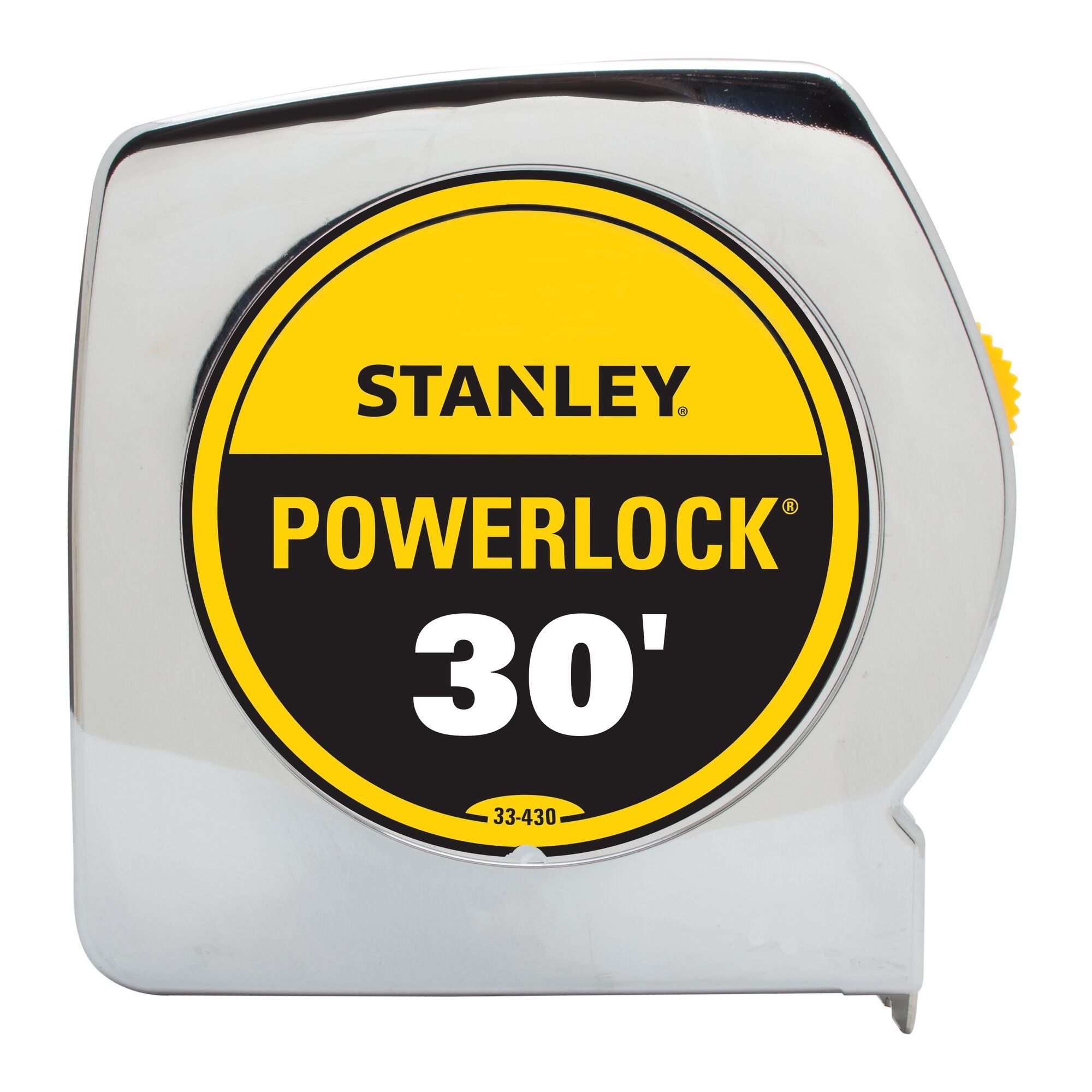 PowerLock 33-430 Tape Measure with BladeArmor, 30 ft L Blade, 1 in W Blade, Steel Blade, ABS Case, Chrome Case