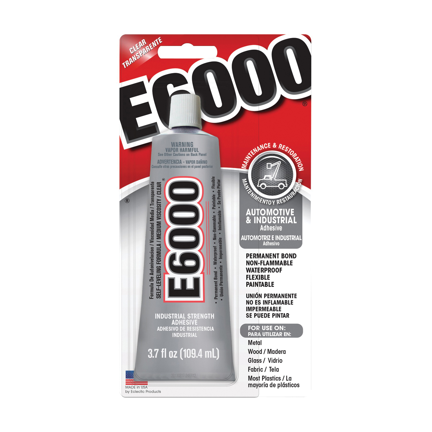 E6000 800622 Craft Adhesive, Clear, 3.7 oz Tube