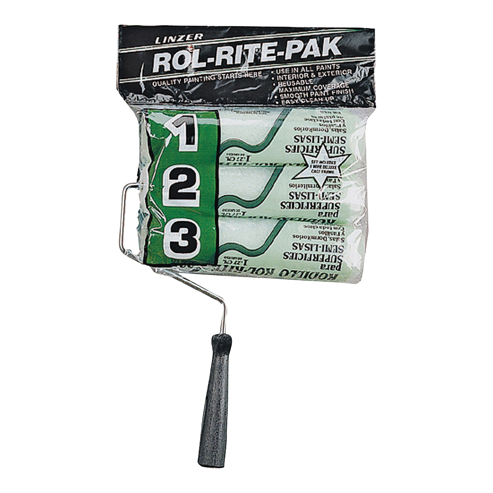 Project Select 9383 Roller and Frame Set, 3/8 in Nap, Fabric Cover, Fabric Roller, Plastic Handle
