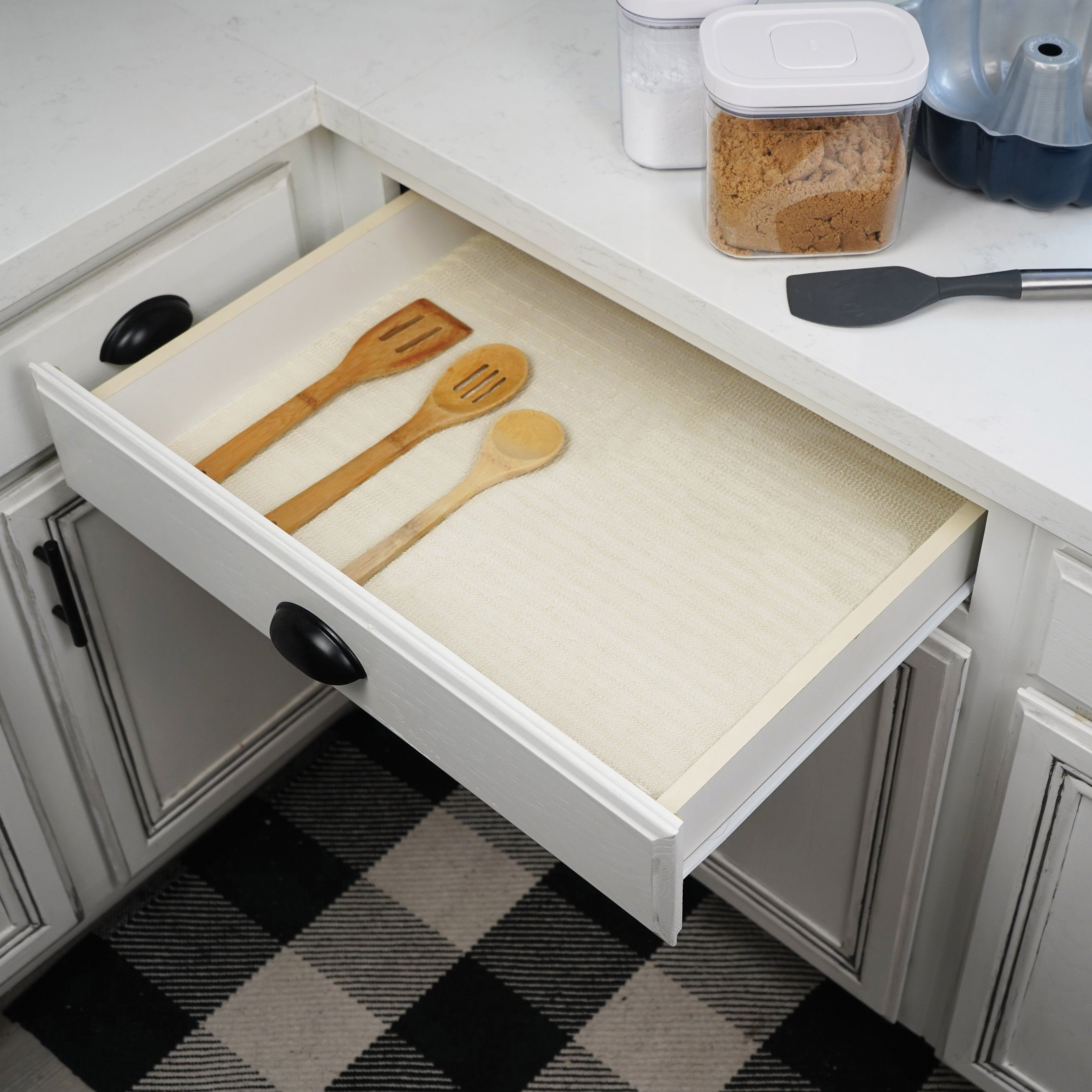 Con-Tact 05F-C6B54-06 Shelf and Drawer Liner, 5 ft L, 12 in W, 0.0125 in Thick, Almond - 1