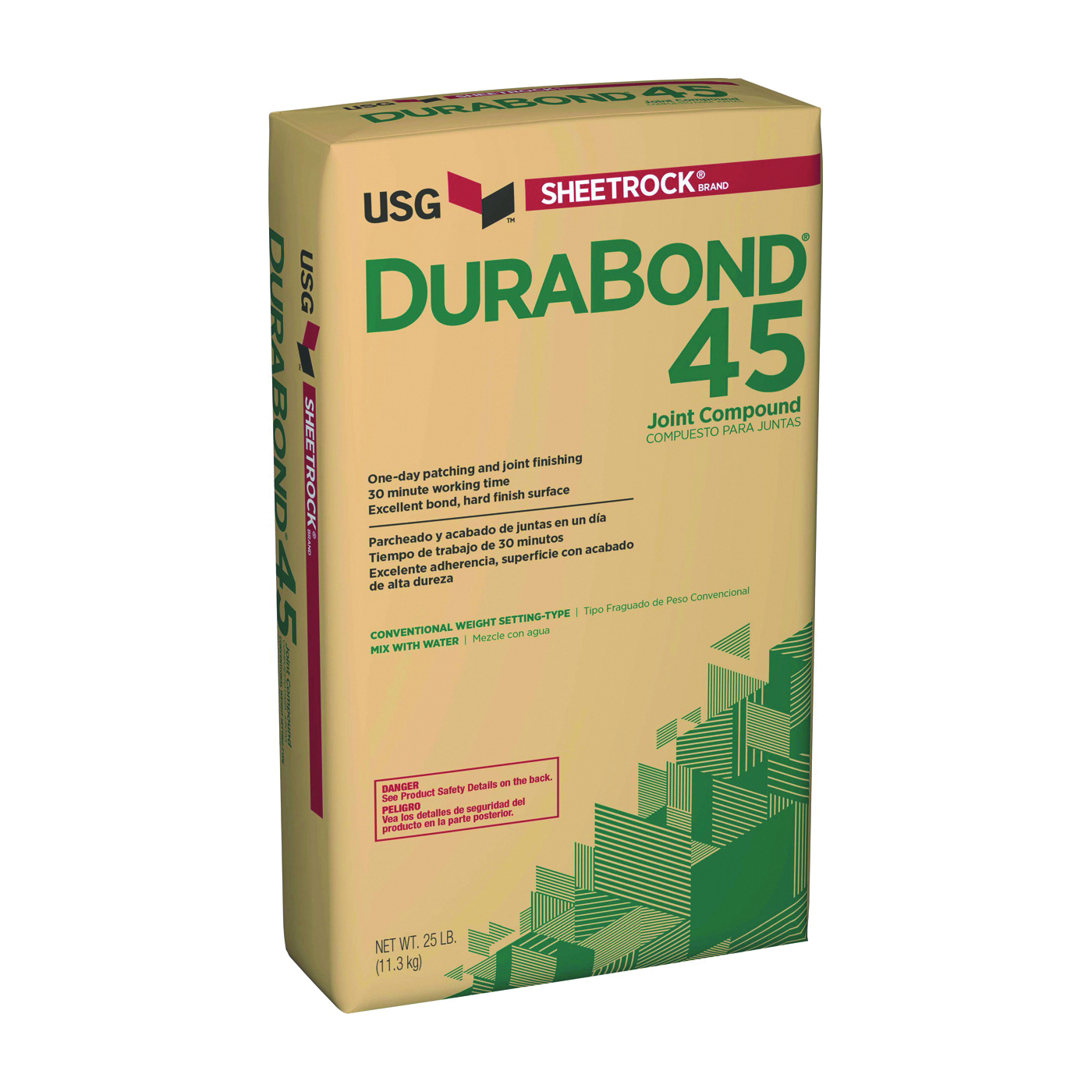 Durabond 45 381110120 Joint Compound, Powder, White, 25 lb Bag