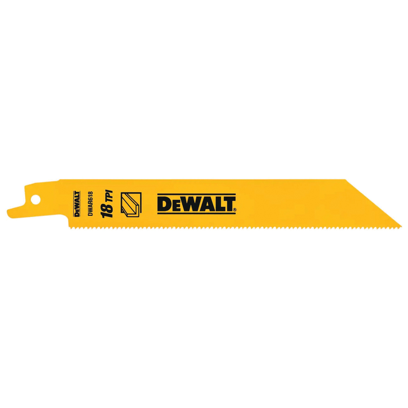 DW4811-2 Reciprocating Saw Blade, 3/4 in W, 6 in L, 18 TPI, Bi-Metal Cutting Edge