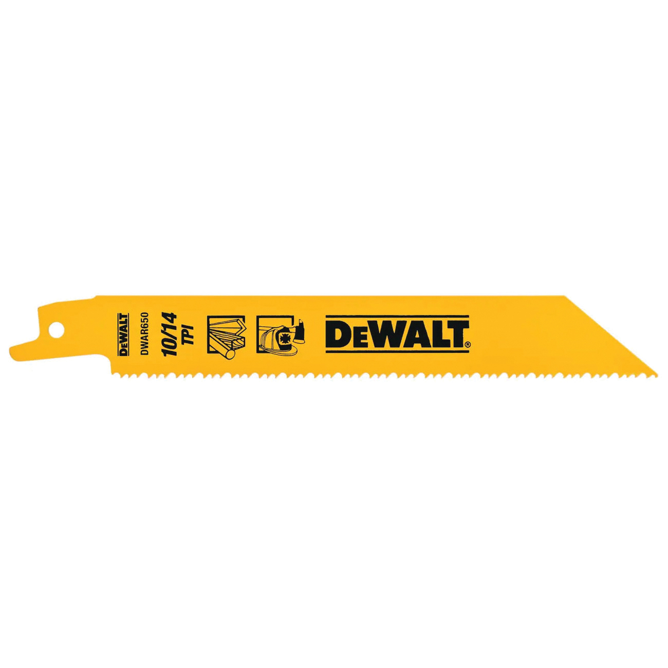 DW4845-2 Reciprocating Saw Blade, 3/4 in W, 6 in L, 10/14 TPI, Bi-Metal Cutting Edge