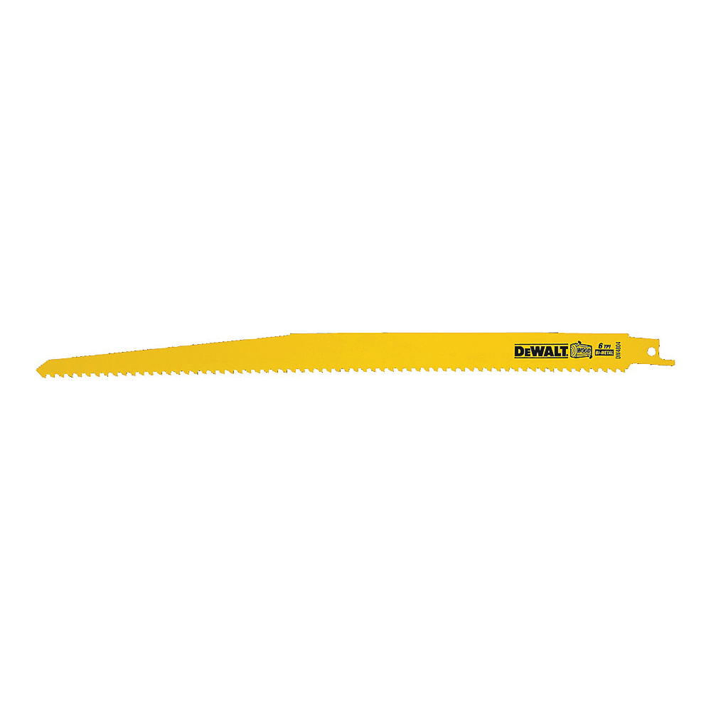 DW4804-2 Reciprocating Saw Blade, 3/4 in W, 12 in L, 6 TPI, Bi-Metal Cutting Edge