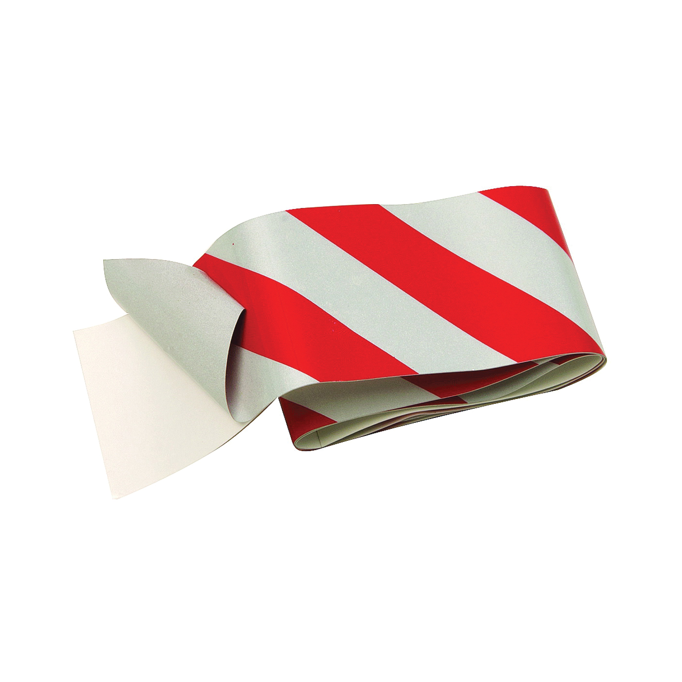 TAPE-2 Self-Adhesive Reflective Safety Tape, 24 in L, 2 in W, Vinyl Backing, Red/Silver