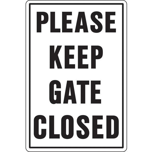 A20523 Rural and Urban Sign, Rectangular, PLEASE KEEP GATE CLOSED, Black Legend, Aluminum