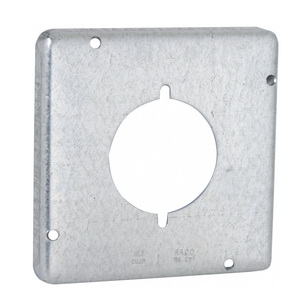 878 Receptacle, 2-9/64 in Dia, 0.563 in L, 4.69 in W, Square, 1-Gang, Steel, Silver, Galvanized