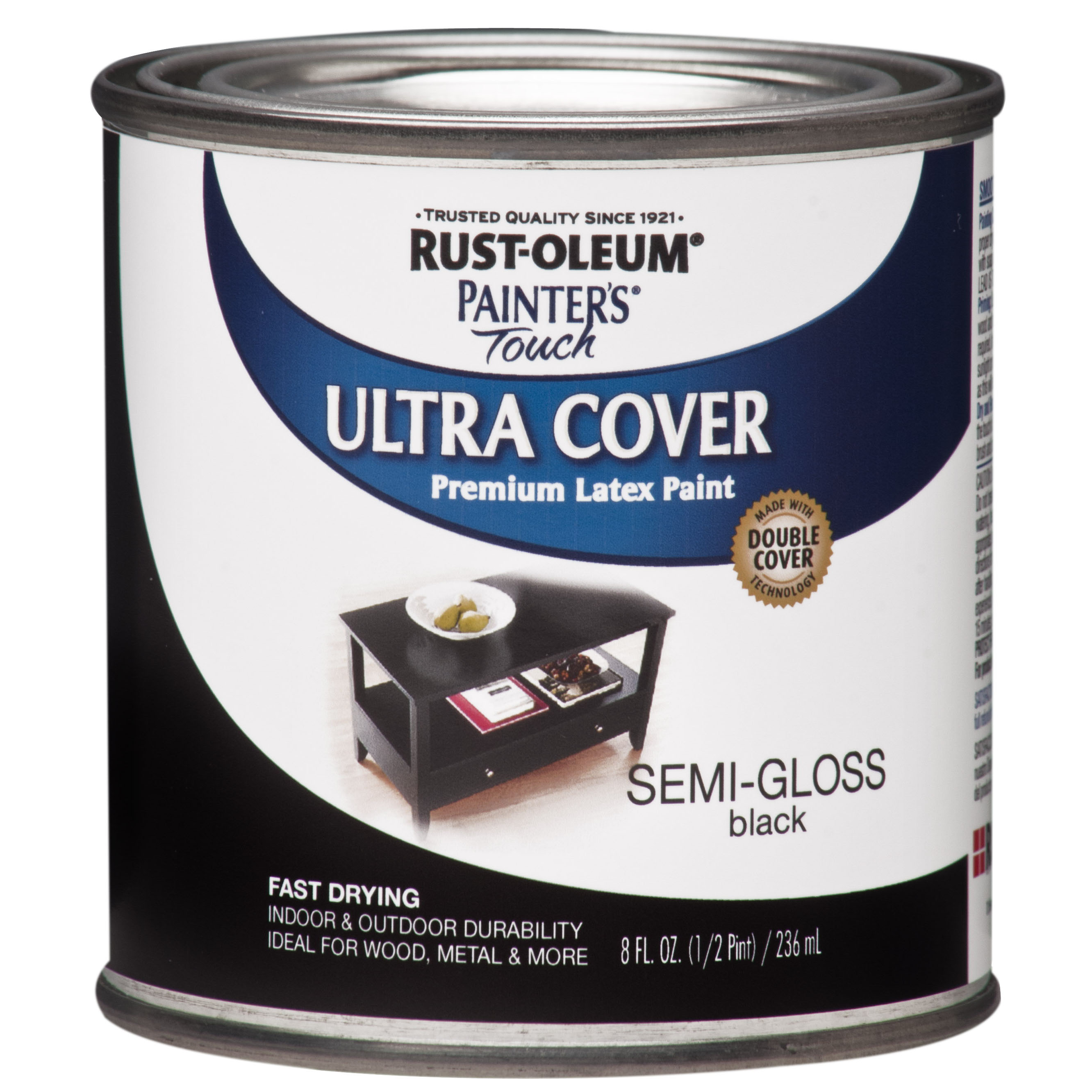 1974730 Interior Paint, Semi-Gloss, Black, 0.5 pt, Can, Resists: Chip, Fade, Water Base
