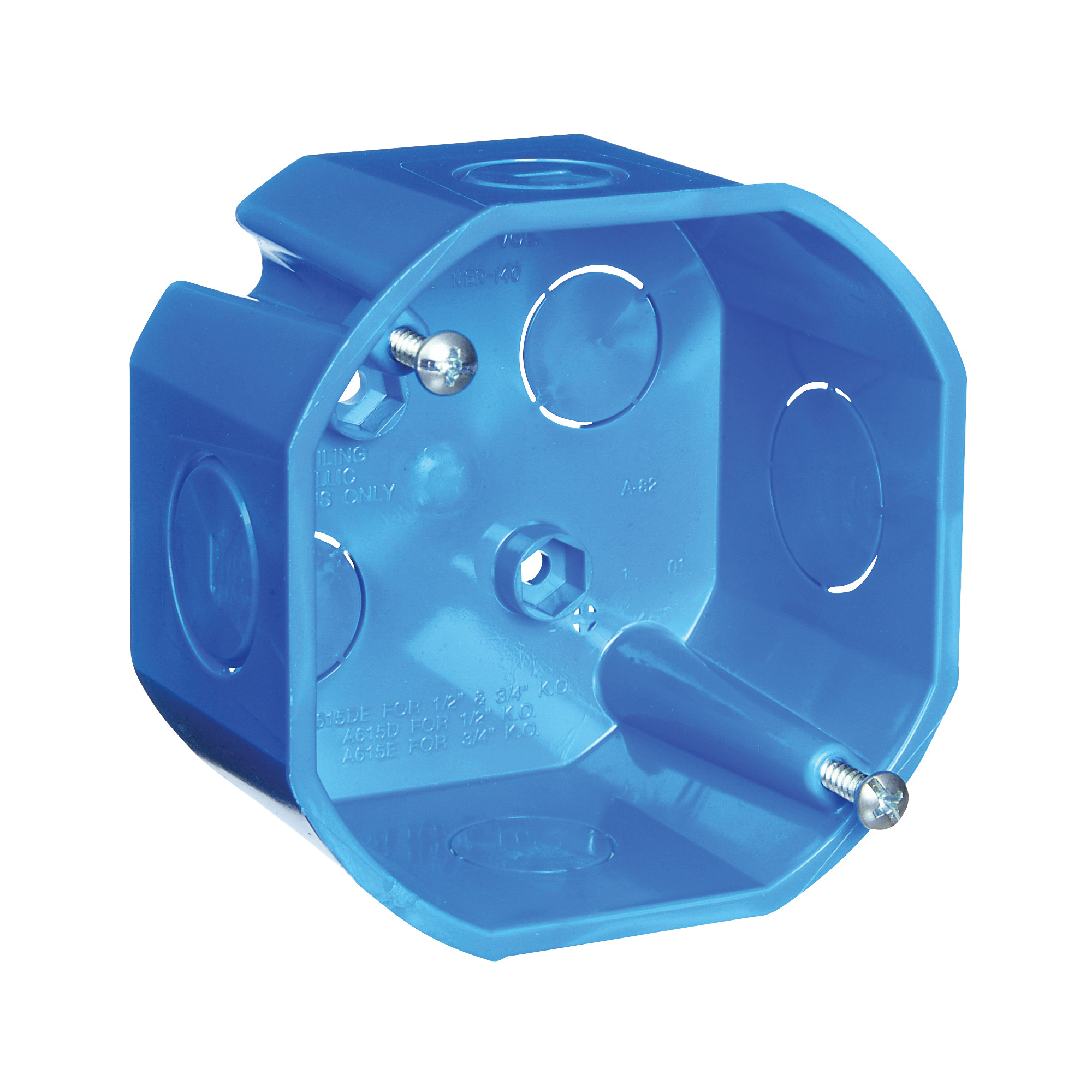 Ezduit A615DE-CAR Ceiling Box, 2-1/8 in D, 1 -Gang, 2 -Knockout, PVC (Plastic), Blue