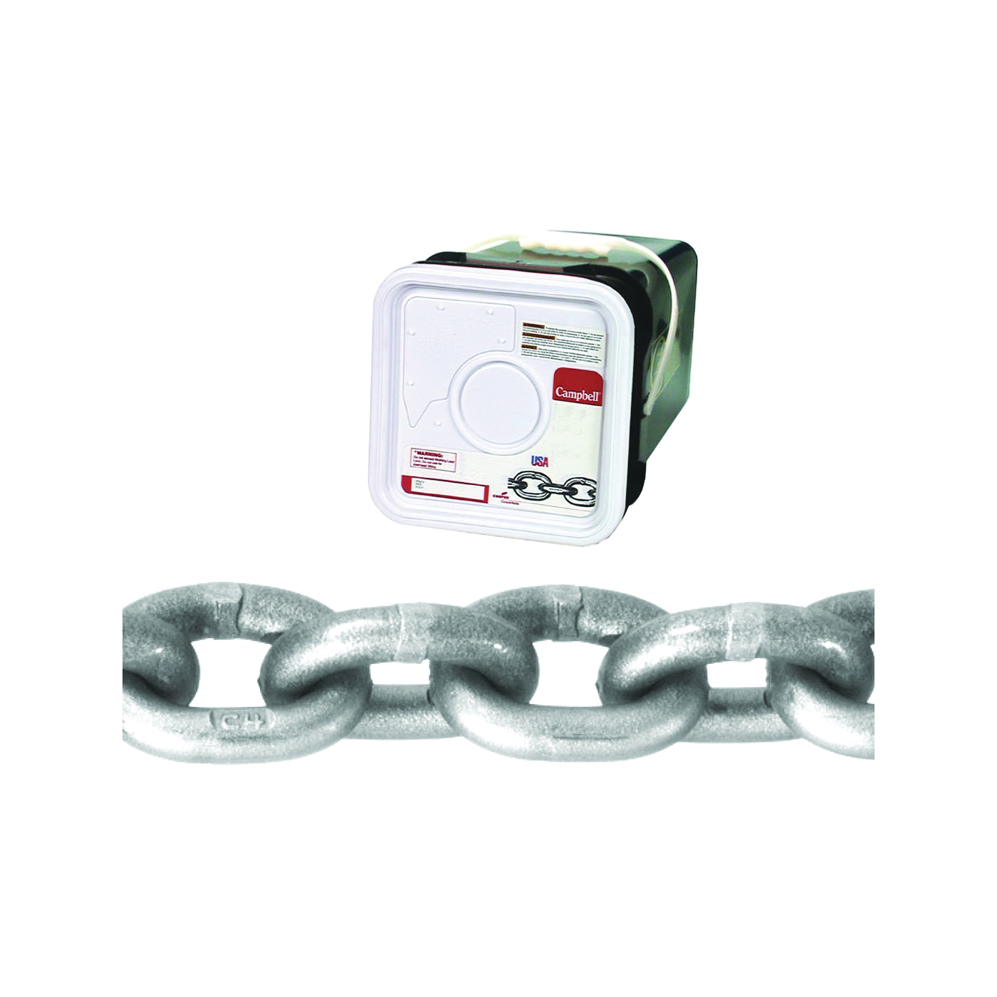0184416 High-Test Chain, 1/4 in, 100 ft L, 2600 lb Working Load, 43 Grade, Carbon Steel, Bright