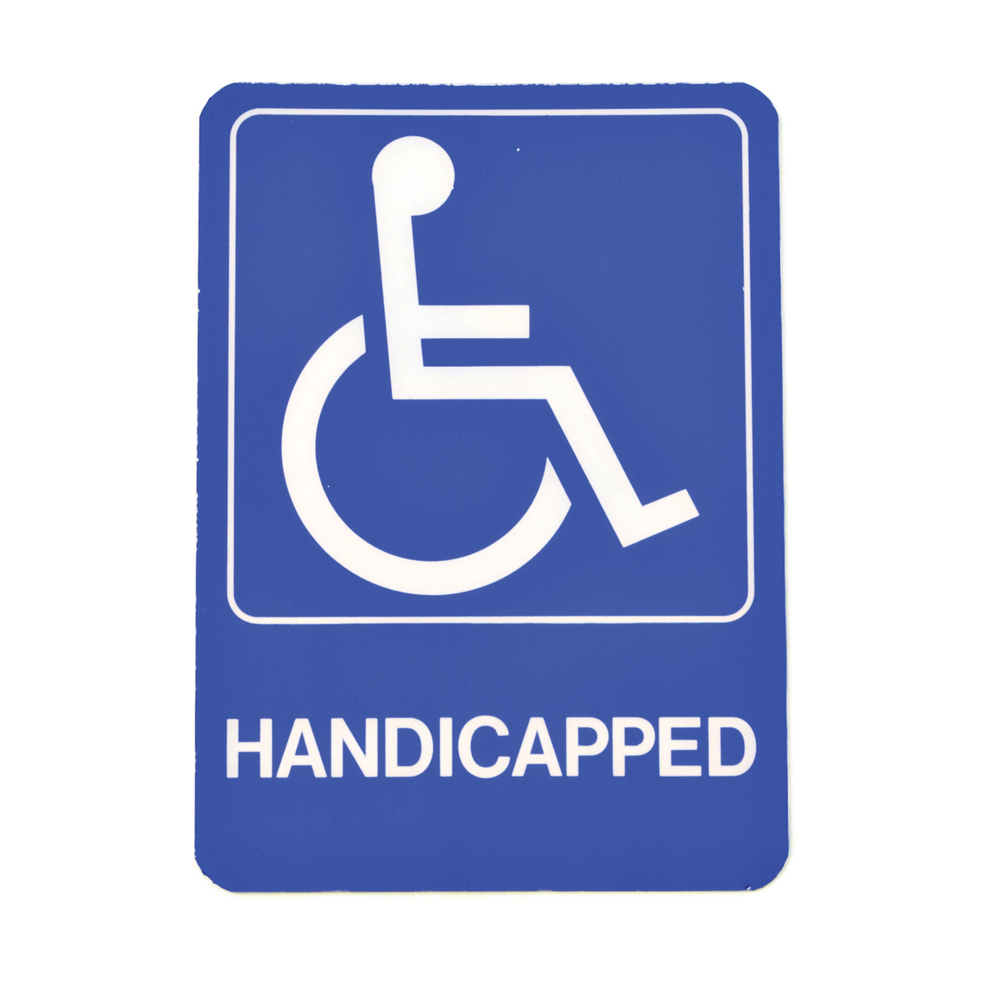 D-17 Graphic Sign, Rectangular, HANDICAPPED, White Legend, Blue Background, Plastic, 5 in W x 7 in H Dimensions