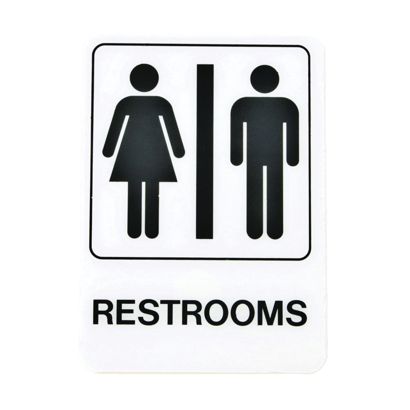 D-23 Graphic Sign, Rectangular, REST ROOM, Black Legend, White Background, Plastic, 5 in W x 7 in H Dimensions