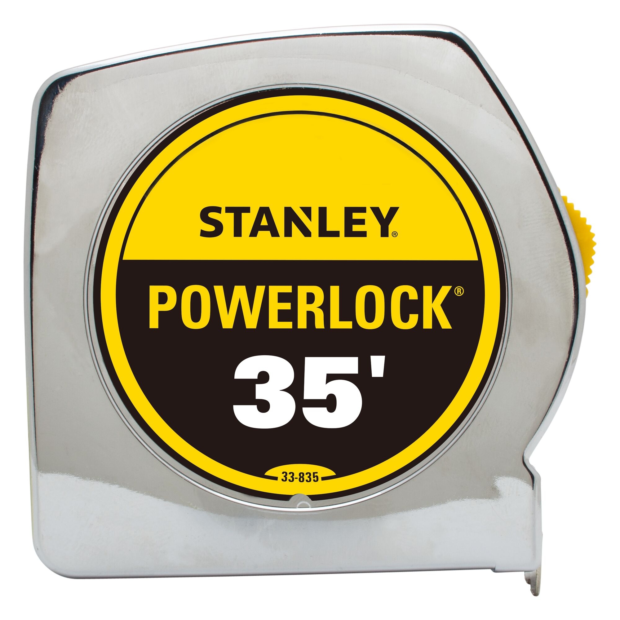 PowerLock 33-835 Tape Measure, 35 ft L Blade, 1 in W Blade, Steel Blade, ABS Case, Chrome Case