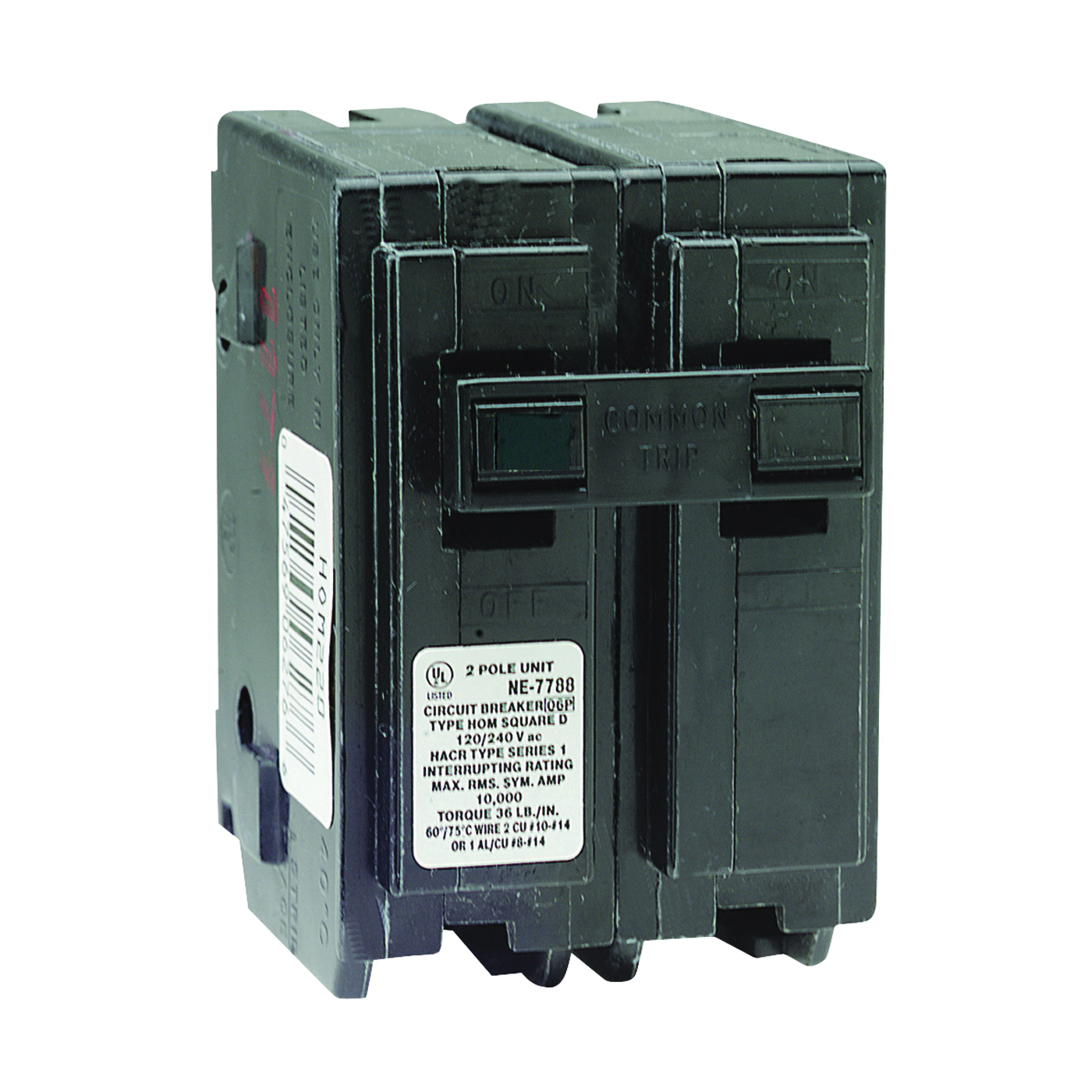 Homeline HOM230CP Circuit Breaker, Mini, 30 Amp, 2 -Pole, 120/240 V, Fixed Trip, Plug Mounting, Black