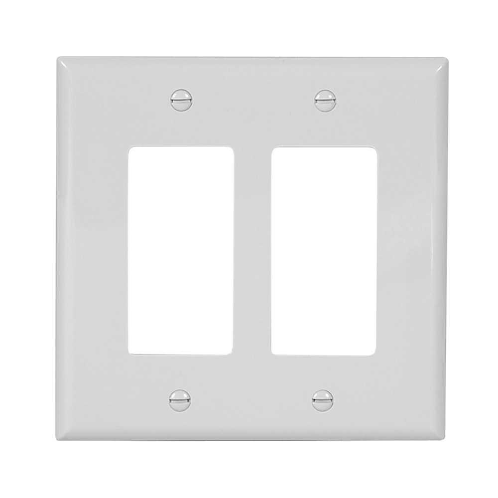Wiring Devices PJ262W Switch Wallplate, 4-1/2 in L, 4.56 in W, 2 -Gang, Polycarbonate, White, High-Gloss