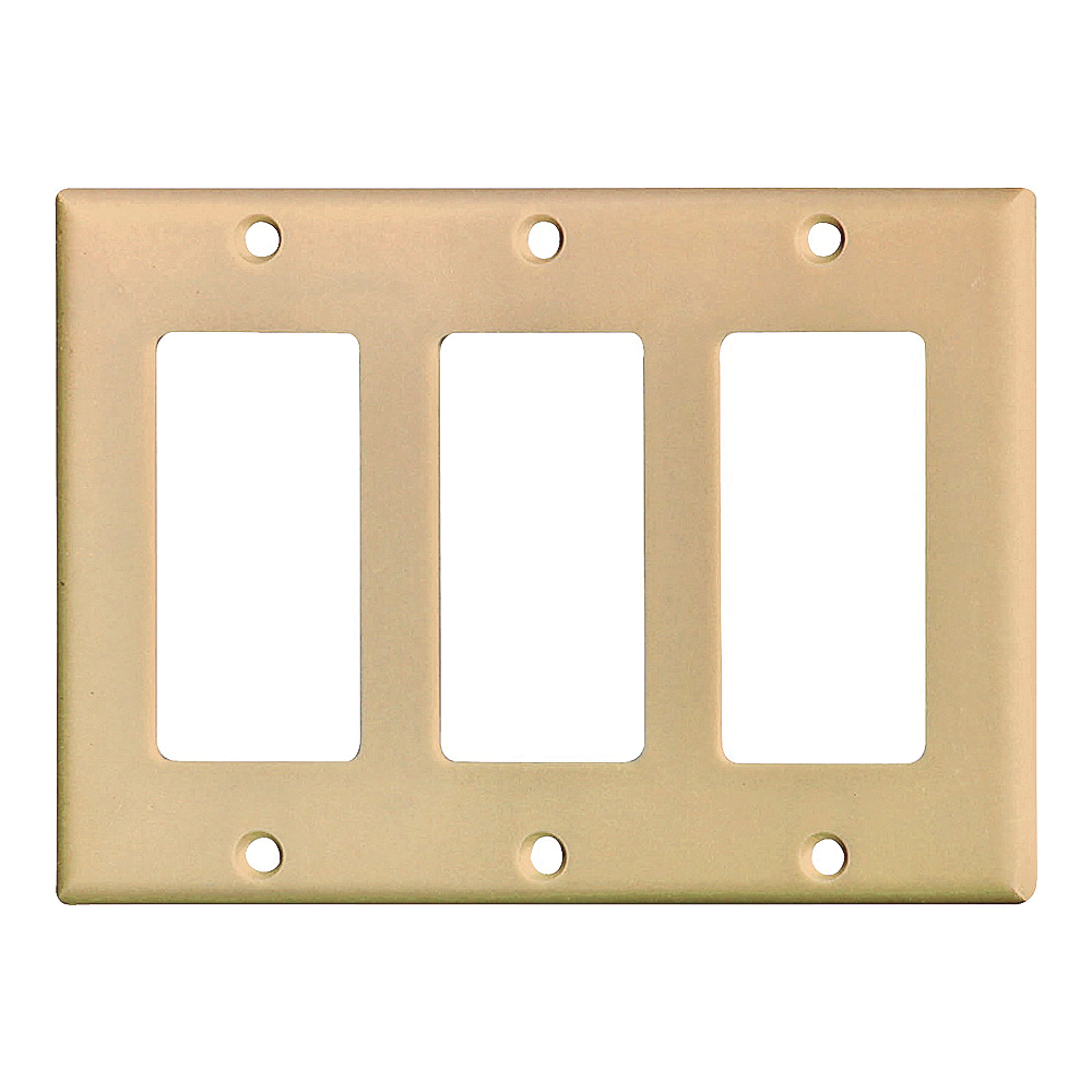 Cooper Wiring 2163 2163V-BOX Switch Wallplate, 4-1/2 in L, 6.37 in W, 3 -Gang, Thermoset, Ivory, High-Gloss