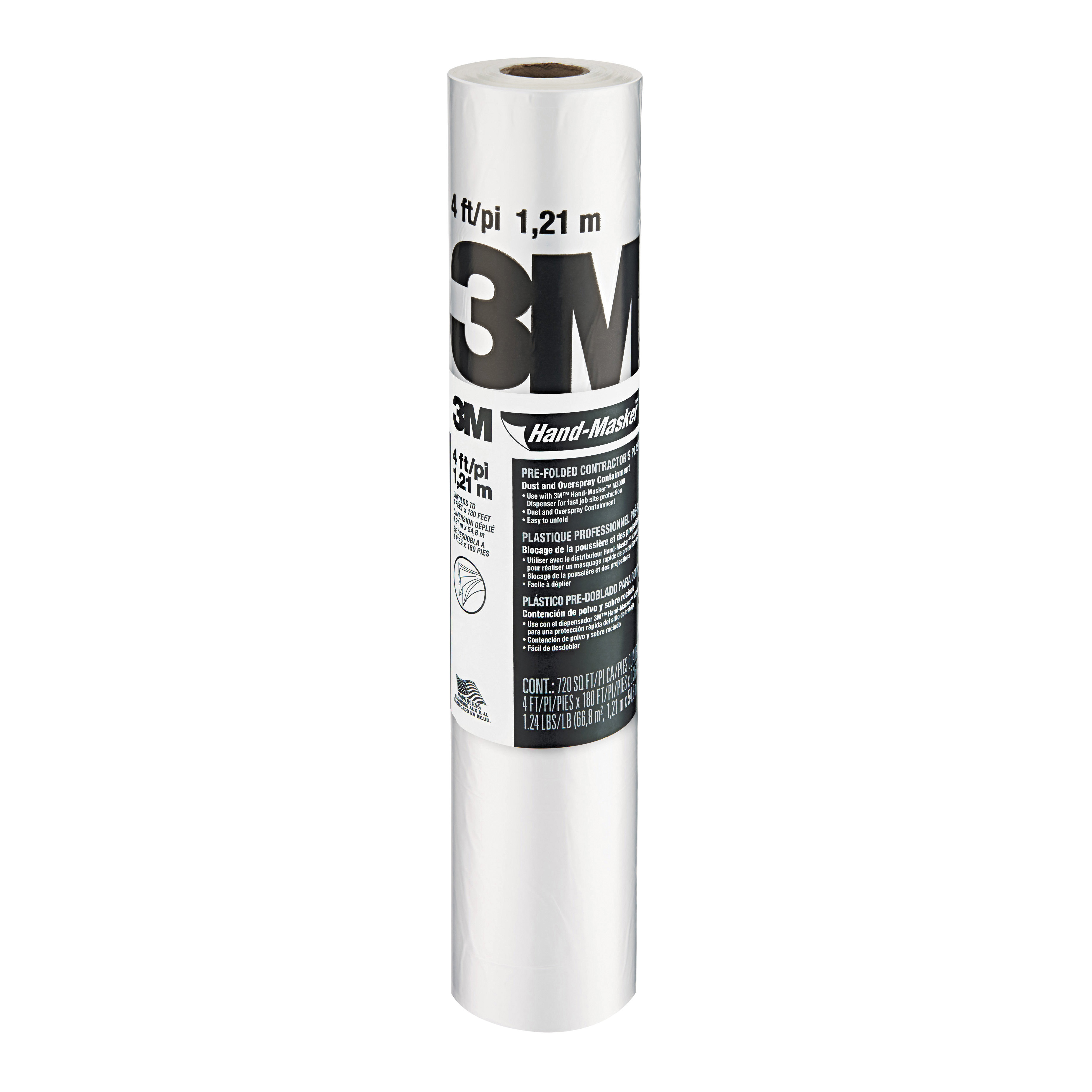 Hand-Masker CP9 Contractors Masking Film, 90 ft L, 9 ft W, 0.35 mil Thick, Plastic Backing, Clear