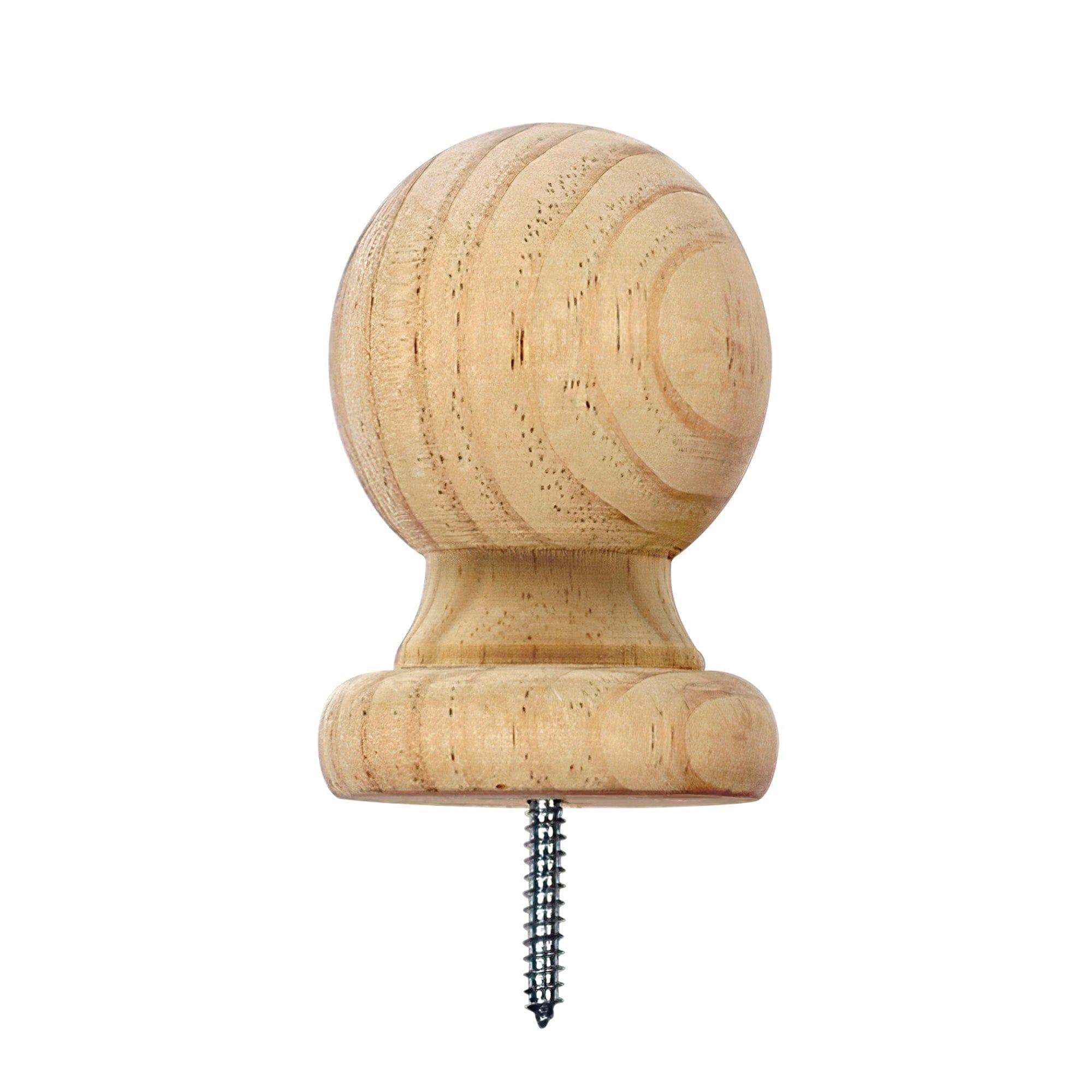 212 Post Top, 2-3/4 in Dia, 4 in H, Small Ball, Wood