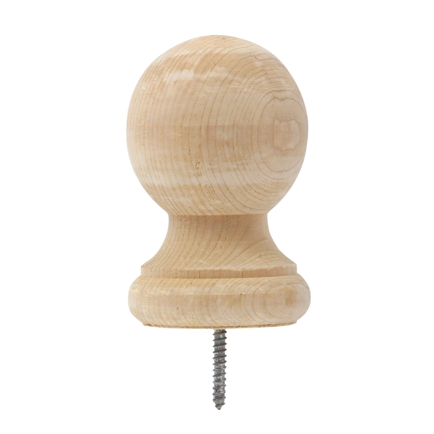 110 Post Top, 3-1/4 in Dia, 4-1/4 in H, Large Ball, Wood