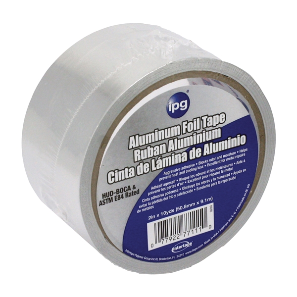 9200 Series Foil Tape, 3 mil Thick, 10 yd L, 2 in W, Aluminum Backing, Silver