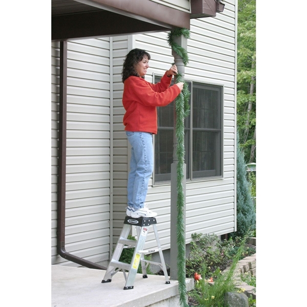Werner 150B Step Ladder, 2 ft H, Type IA Duty Rating, Aluminum, 300 lb, 3-Step, 8 ft Max Reach - 4