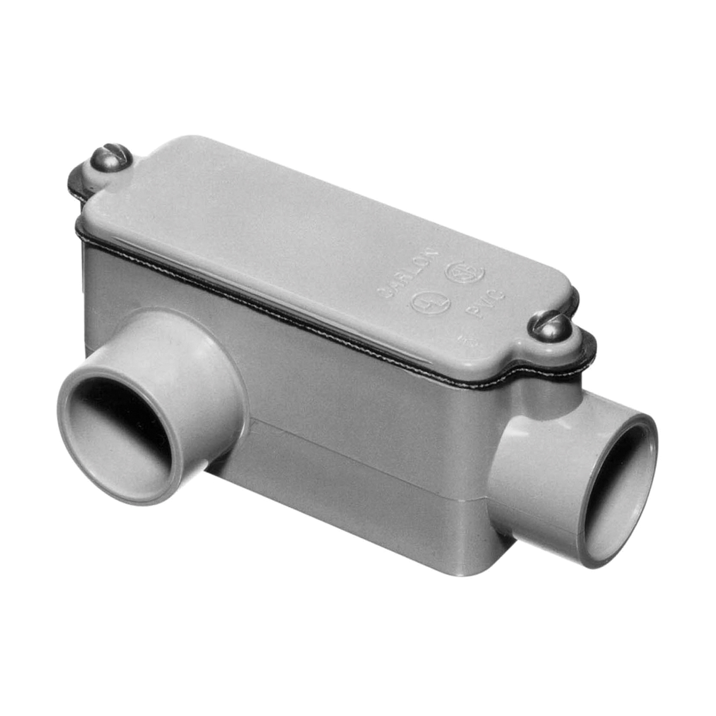 E985E-CTN Conduit Body, 2-Hub, 3/4 in Hub, PVC, Gray