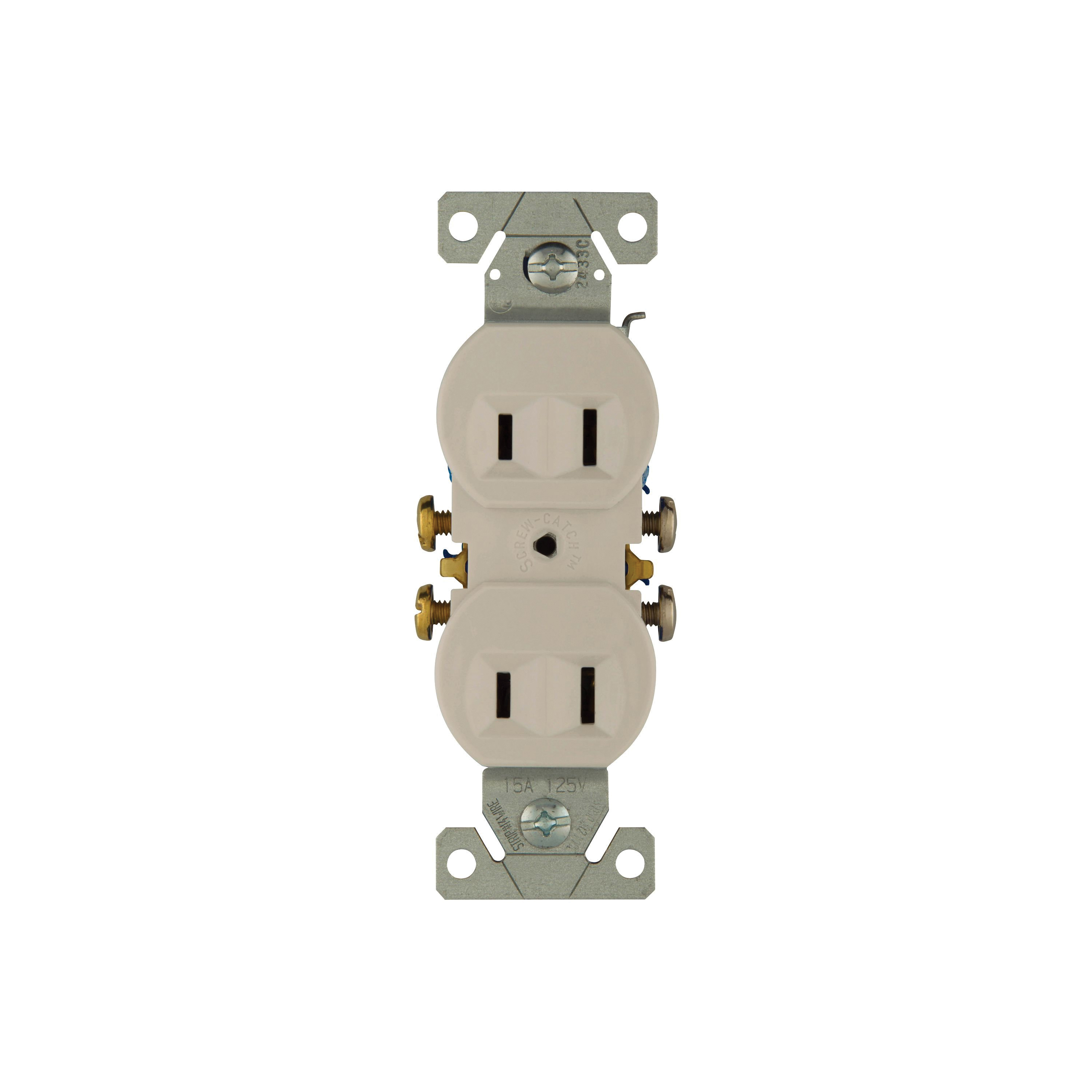 736W-BOX Duplex Receptacle, 2-Pole, 15 A, 125 V, Side Wiring, NEMA: NEMA 1-15R, White