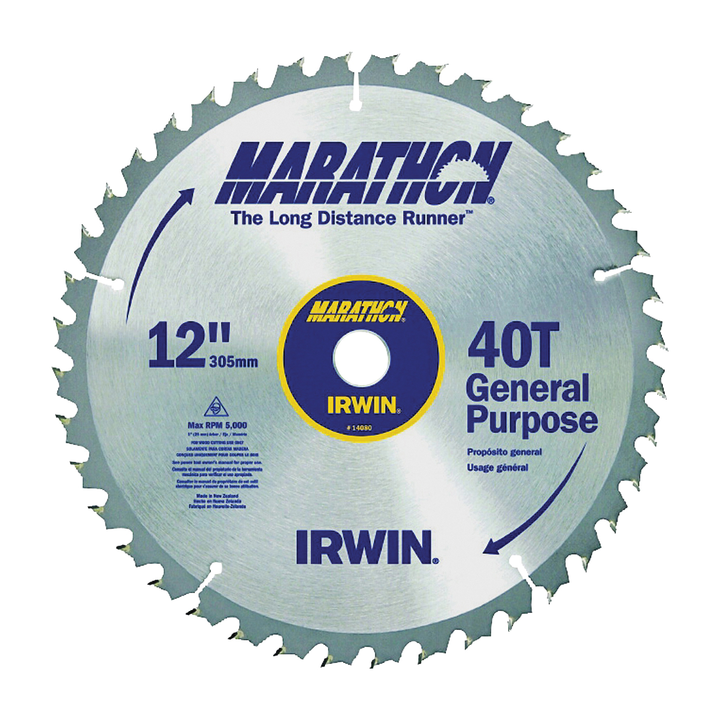 14080 Table Saw Blade, Multi Material , 12 in Dia, 1 in Arbor, 40-Teeth, Carbide Cutting Edge