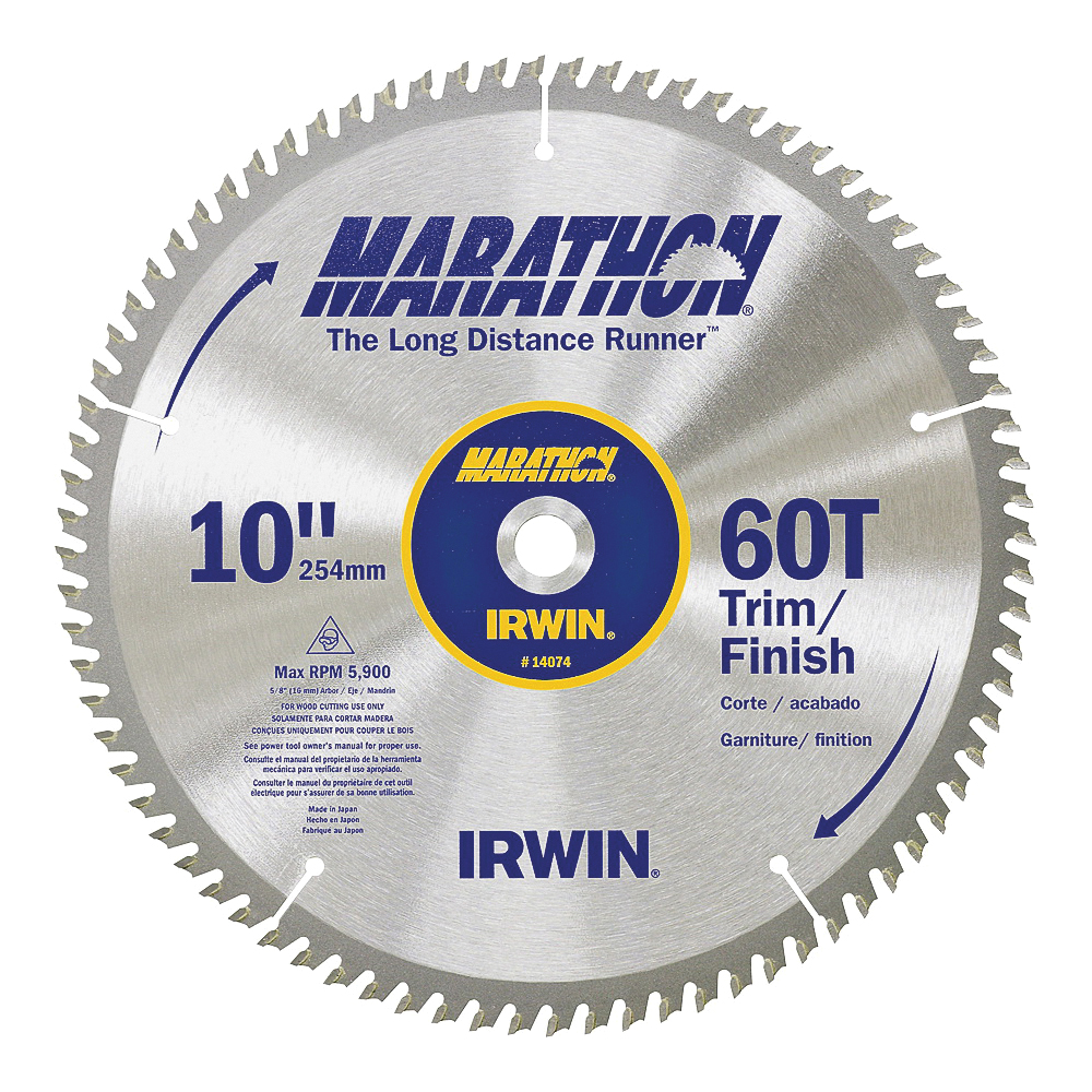 14074 Table Saw Blade, Multi Material , 10 in Dia, 5/8 in Arbor, 60-Teeth, Carbide Cutting Edge