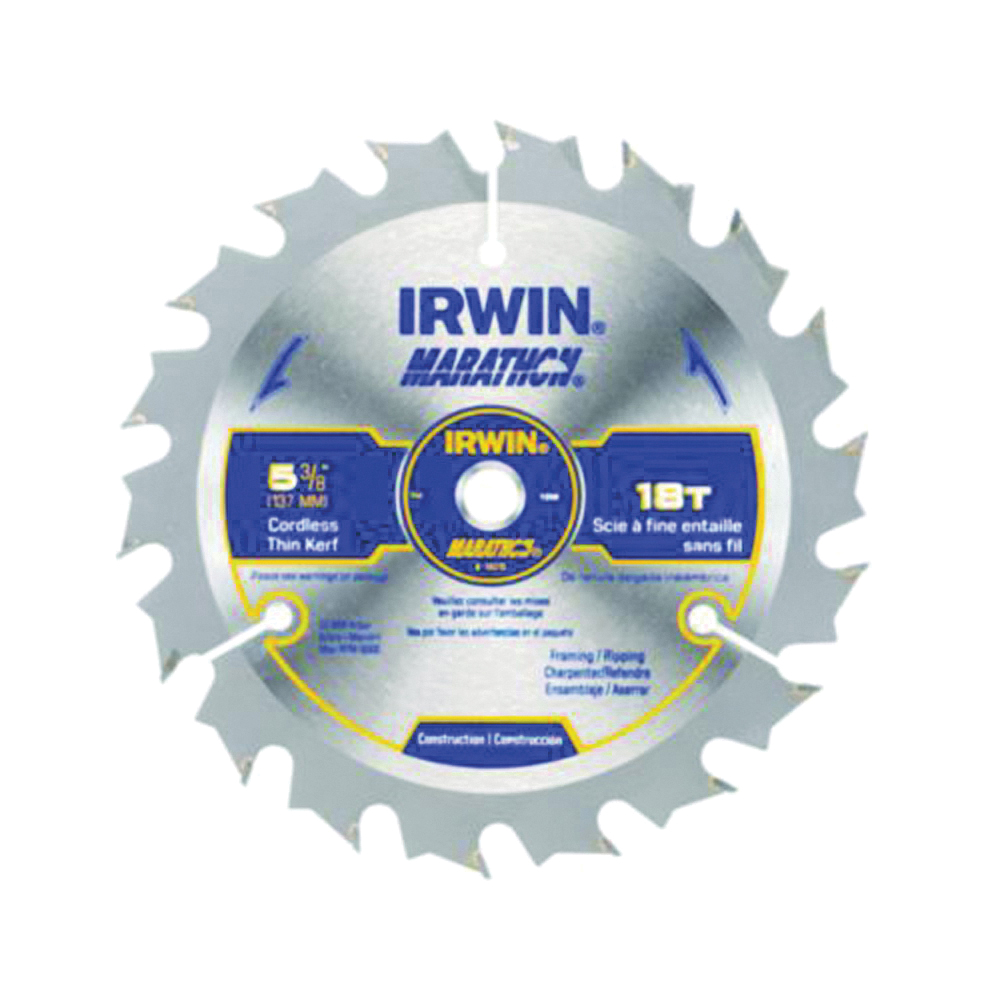 14015 Circular Saw Blade, Wood, 5-3/8 in Dia, 0.39 in Arbor, 18-Teeth, Carbide Cutting Edge