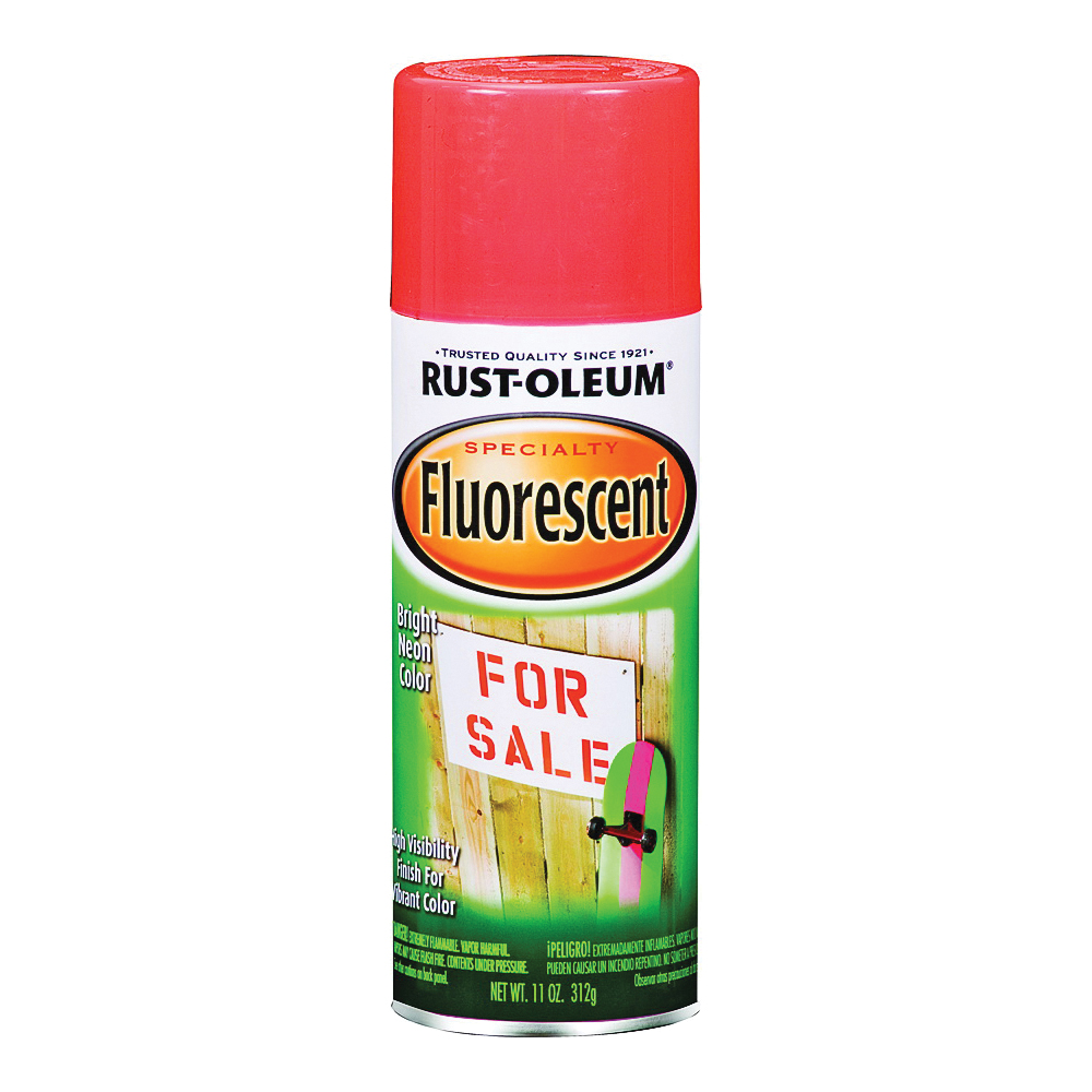 Rust-Oleum 1955830 Fluorescent Spray Paint, Flat/Matte, Fluorescent Red/Orange, 11 oz, Can