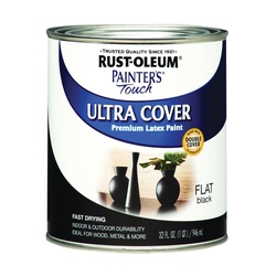 Rust-Oleum 1976502 Enamel Paint, Water, Flat, Black, 1 qt, Can, 120 sq-ft Coverage Area - 1