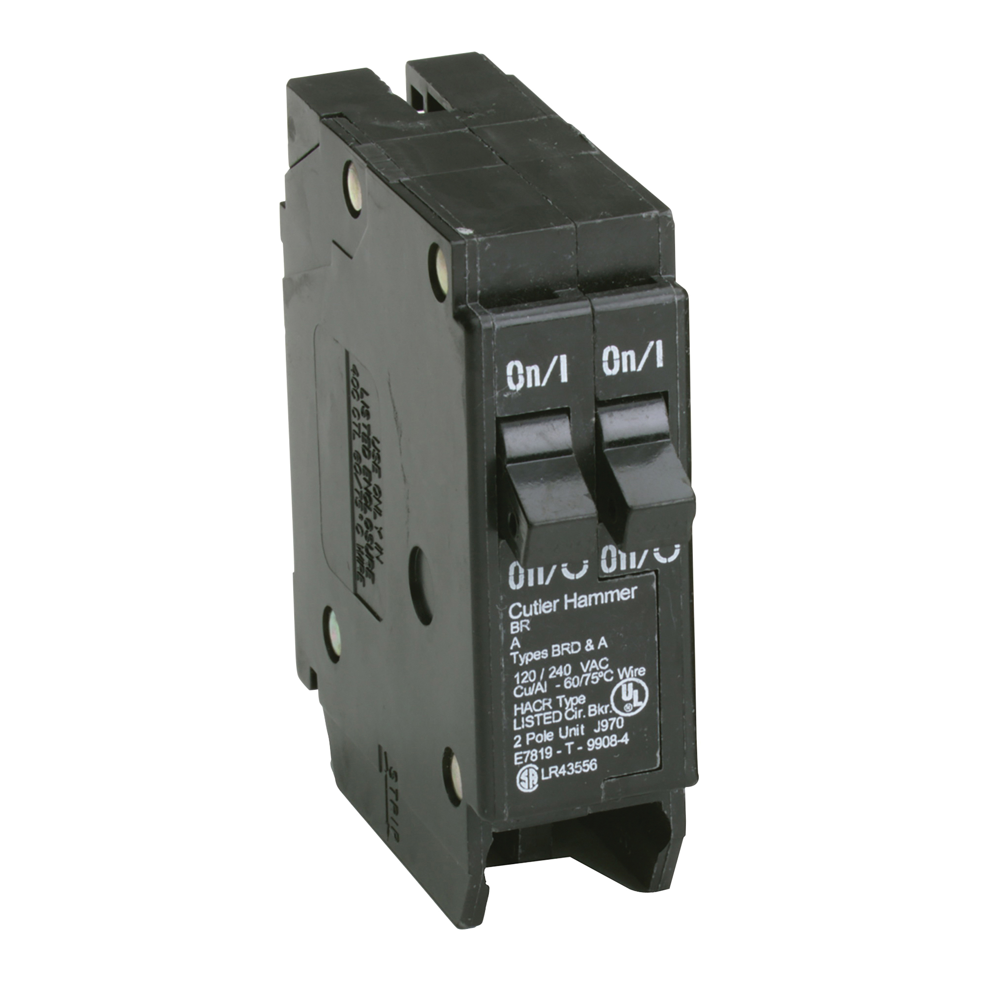 BR2020 Circuit Breaker, Duplex, Type BR, 20 Amp, 2 -Pole, 120/240 V, Plug Mounting
