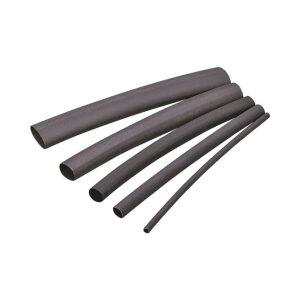 HST-093 Heat Shrink Tubing, 3/32 to 3/64 in Dia, 4 in L, Polyolefin, Black