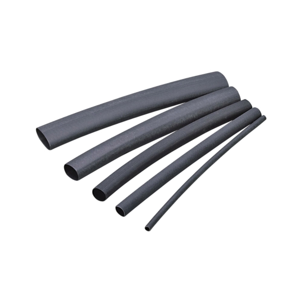 HST-125 Heat Shrink Tubing, 1/8 to 1/16 in Dia, 4 in L, Polyolefin, Black