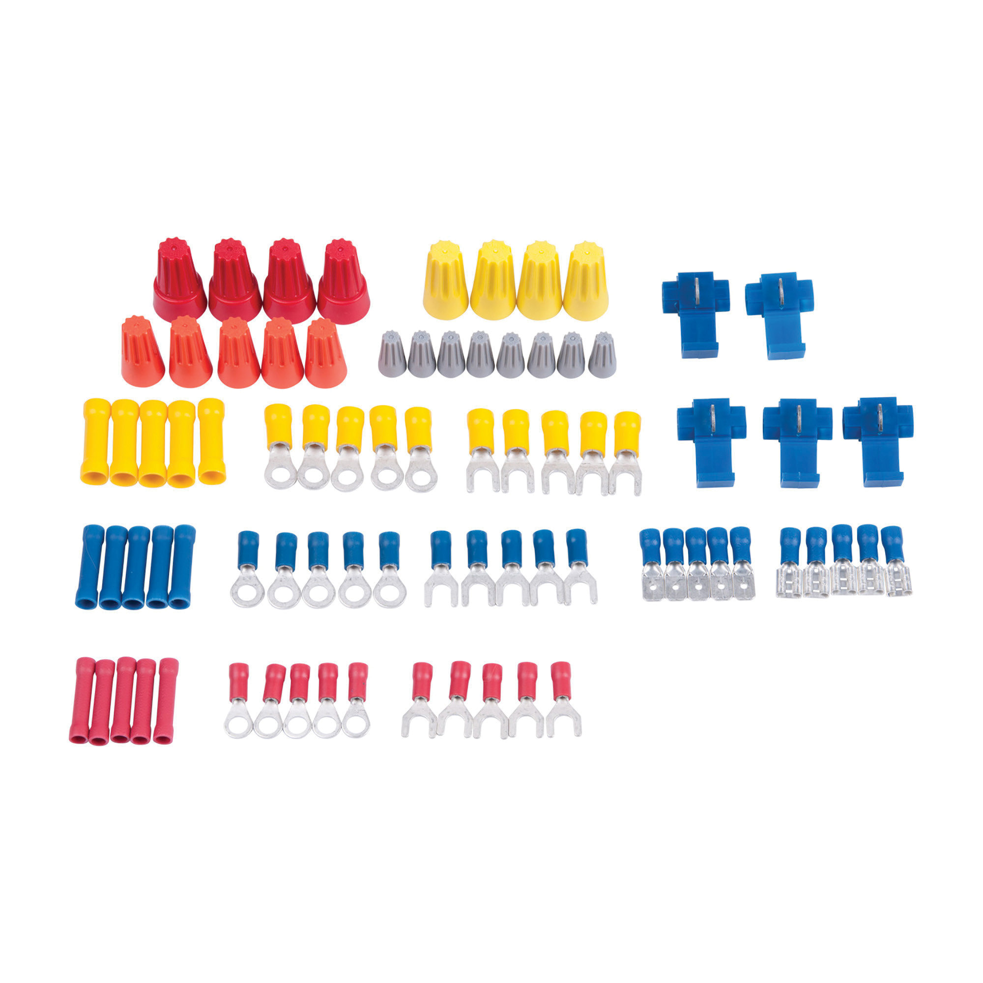 TK-100 Wire Connector Kit, Solderless, Polypropylene, Assorted, Zinc-Plated, 80-Piece