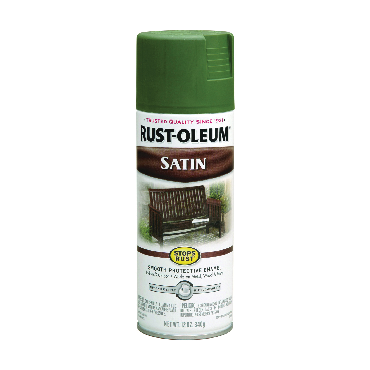 7737830 Rust Preventative Spray Paint, Low Satin, Spruce, 12 oz, Can