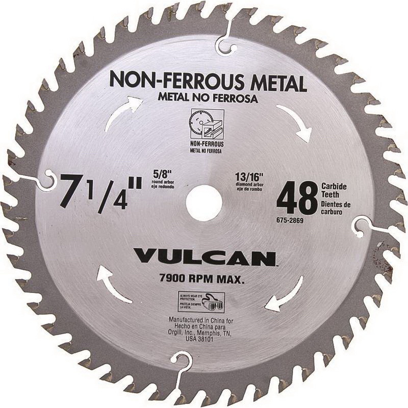 410761OR Circular Saw Blade, 7-1/4 in Dia, 5/8 and 13/16 Diamond in Arbor