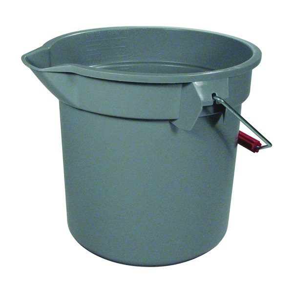 Rubbermaid Roughneck 261400GRAY Bucket with Pour Spout, 14 qt Capacity, 12 in Dia, Polyethylene, Gray - 1