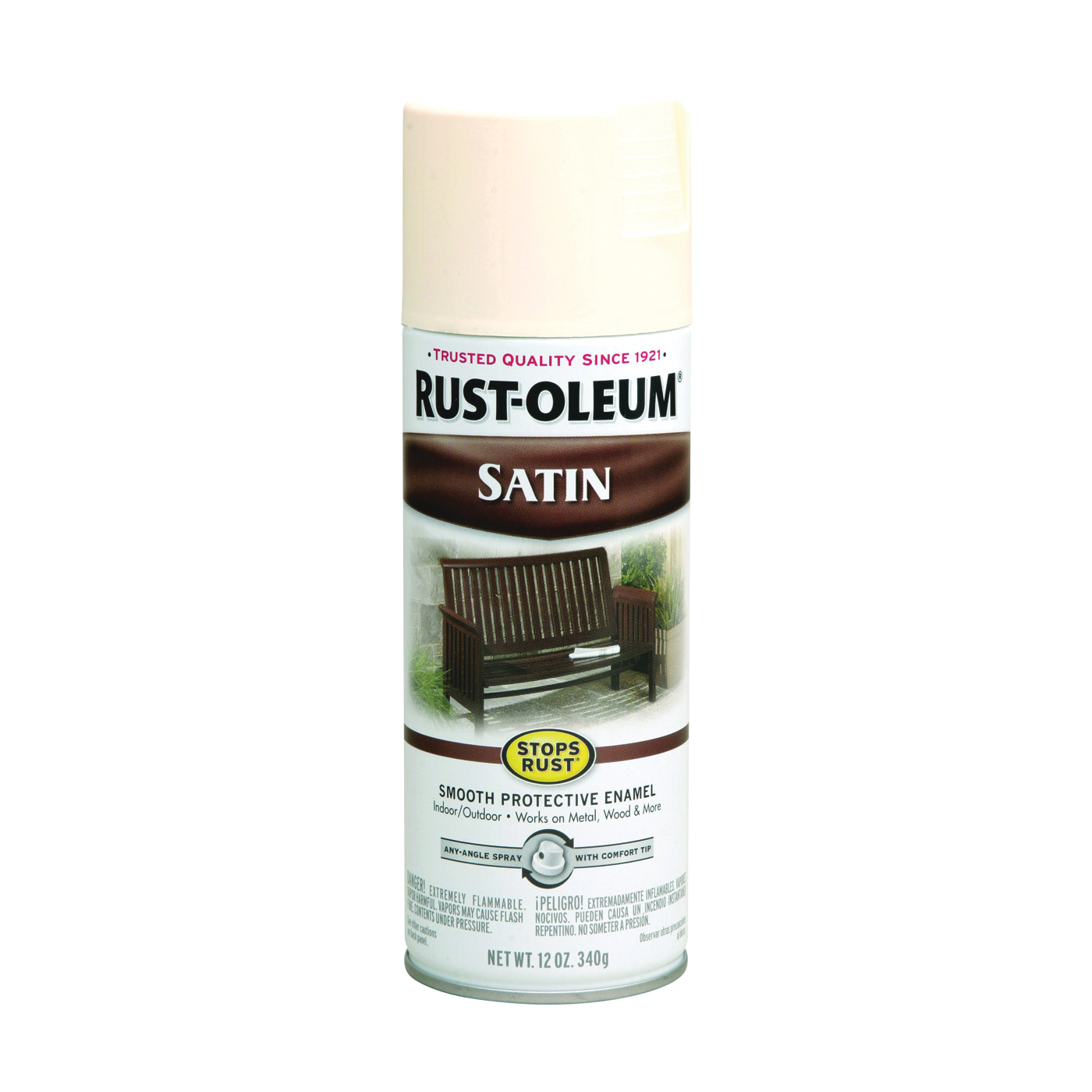 7793830 Rust Preventative Spray Paint, Low Satin, Shell White, 12 oz, Can