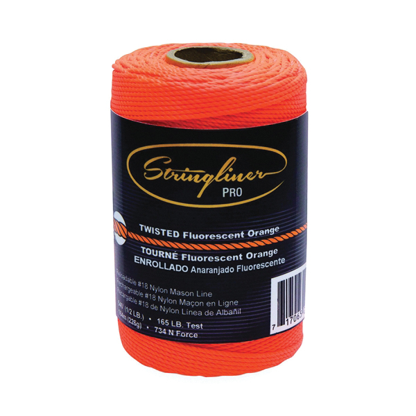 Pro Series 35406 Construction Line, #18 Dia, 540 ft L, 165 lb Working Load, Nylon, Fluorescent Orange