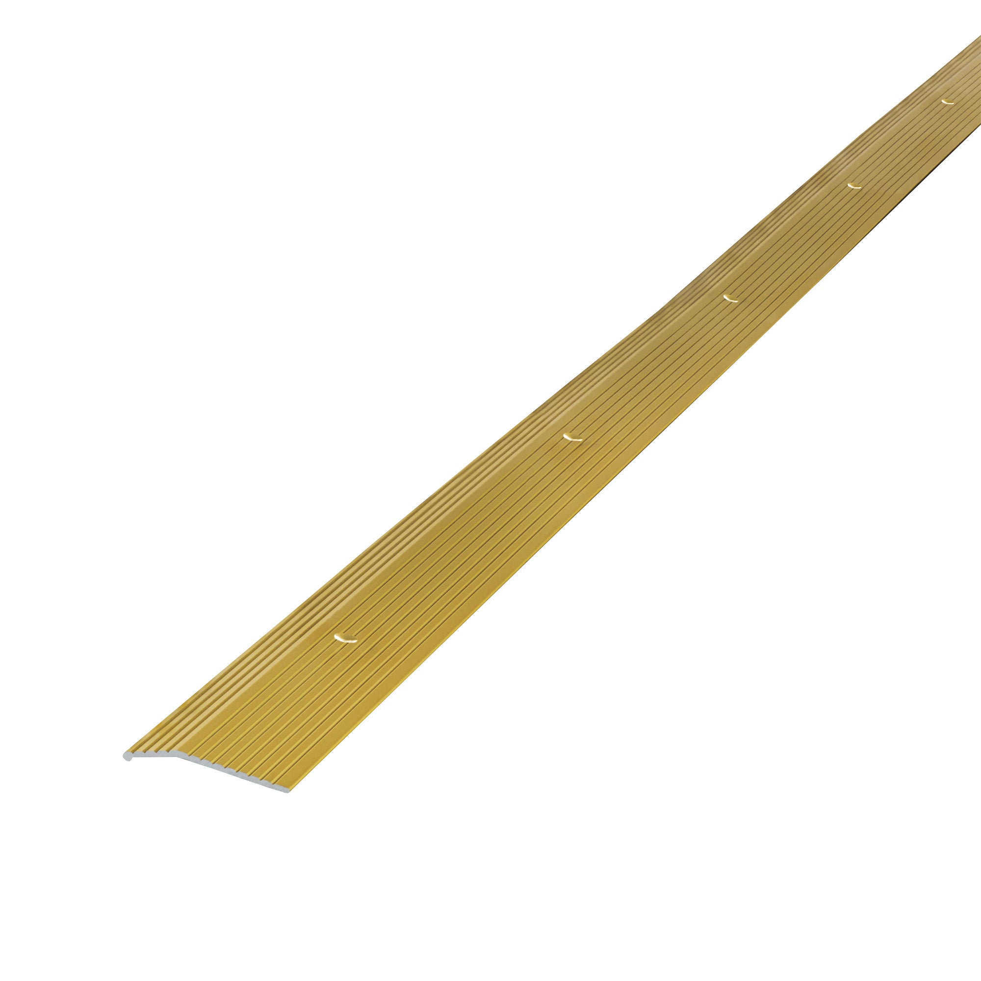 79004 Carpet Trim, 36 in L, 7/8 in W, Fluted Surface, Aluminum, Satin Brass