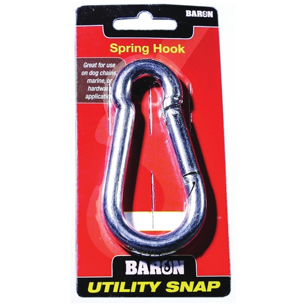 C-2450-3/8 Spring Hook Snap Link, 400 lb Working Load, Steel, Nickel-Plated