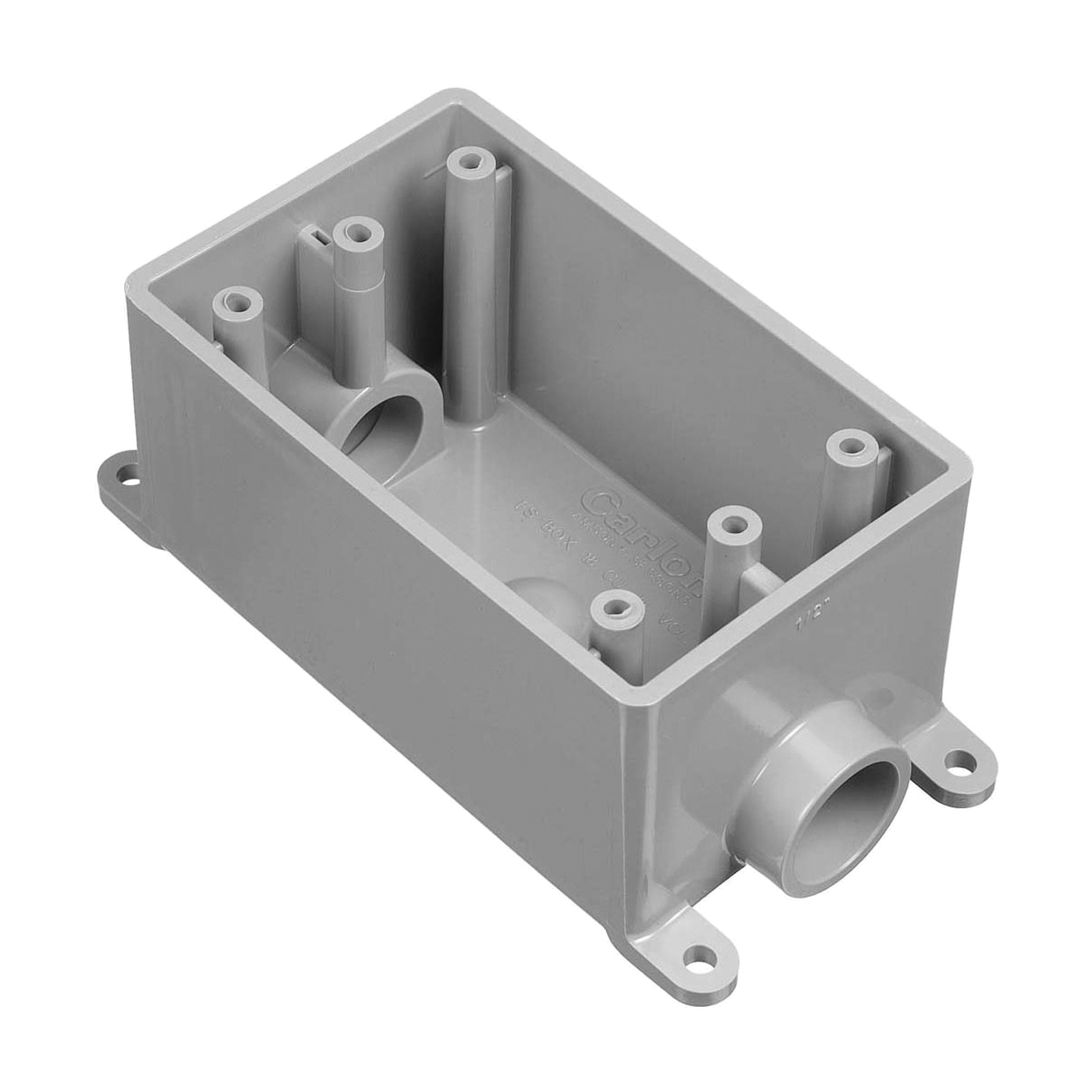 E981FFN-CTN Switch Box, 1-Gang, 2-Outlet, PVC, Gray, Polished