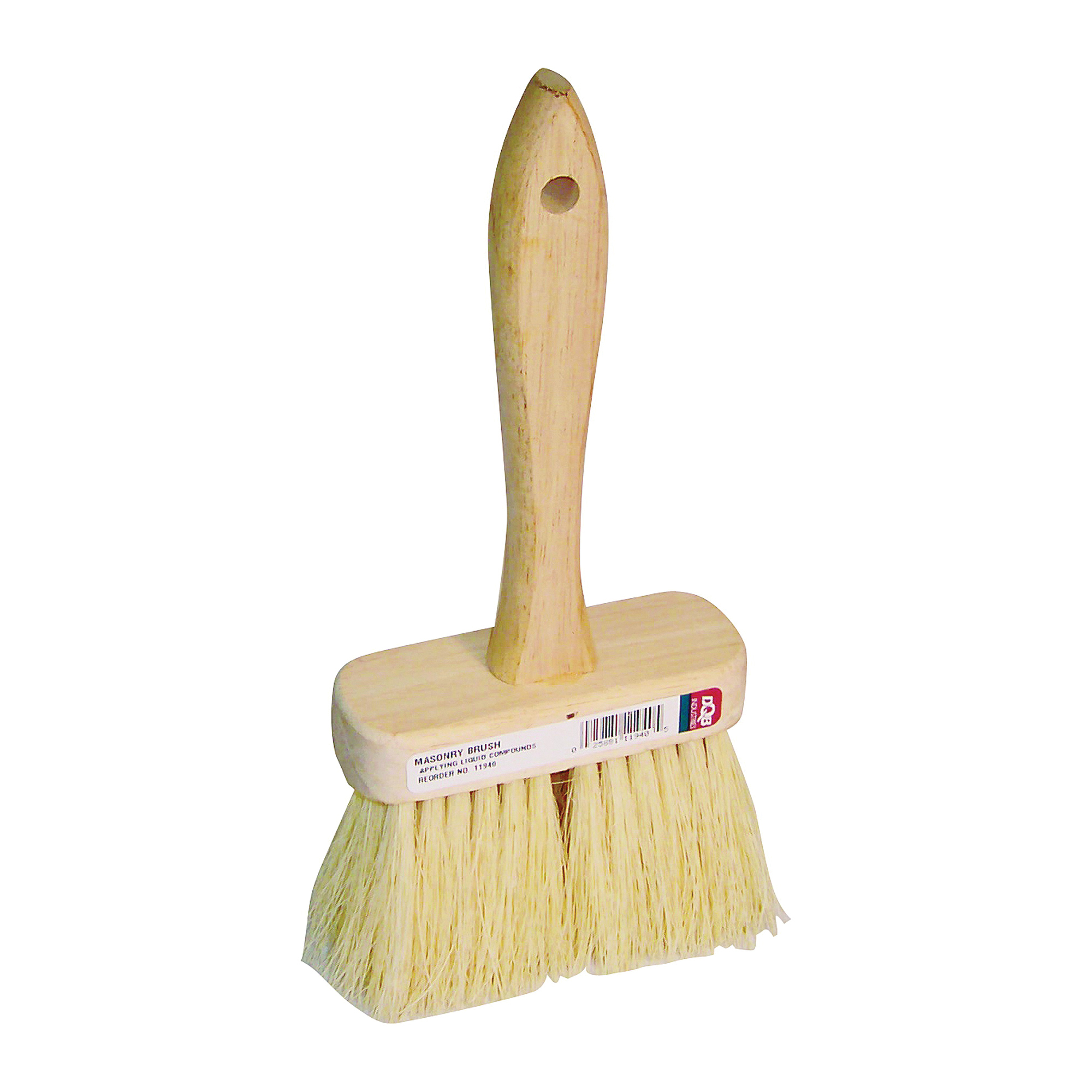 E-Z Fit Series 11940 Masonry Brush, 4-3/4 in L Brush, Tampico Bristle, White Bristle, Hardwood Handle