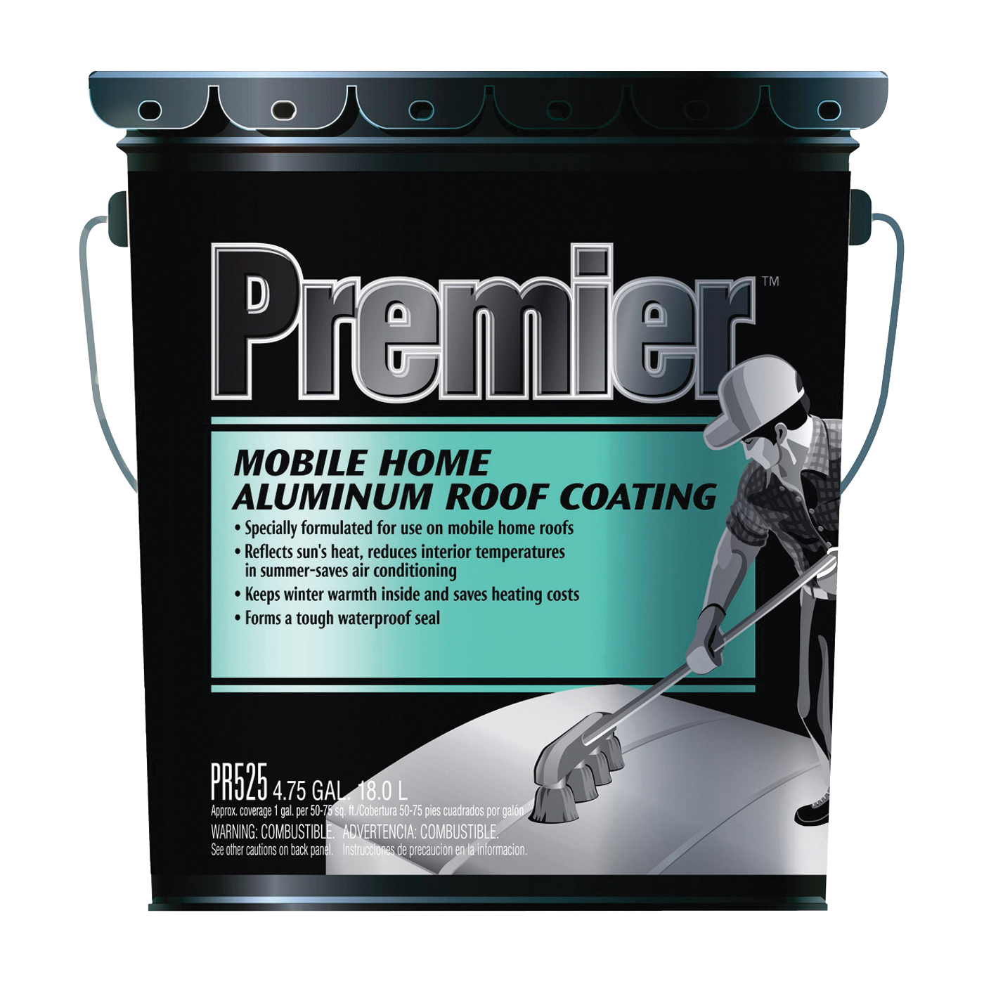 PR525070 Roof Coating, Silver, 18 L Pail, Liquid