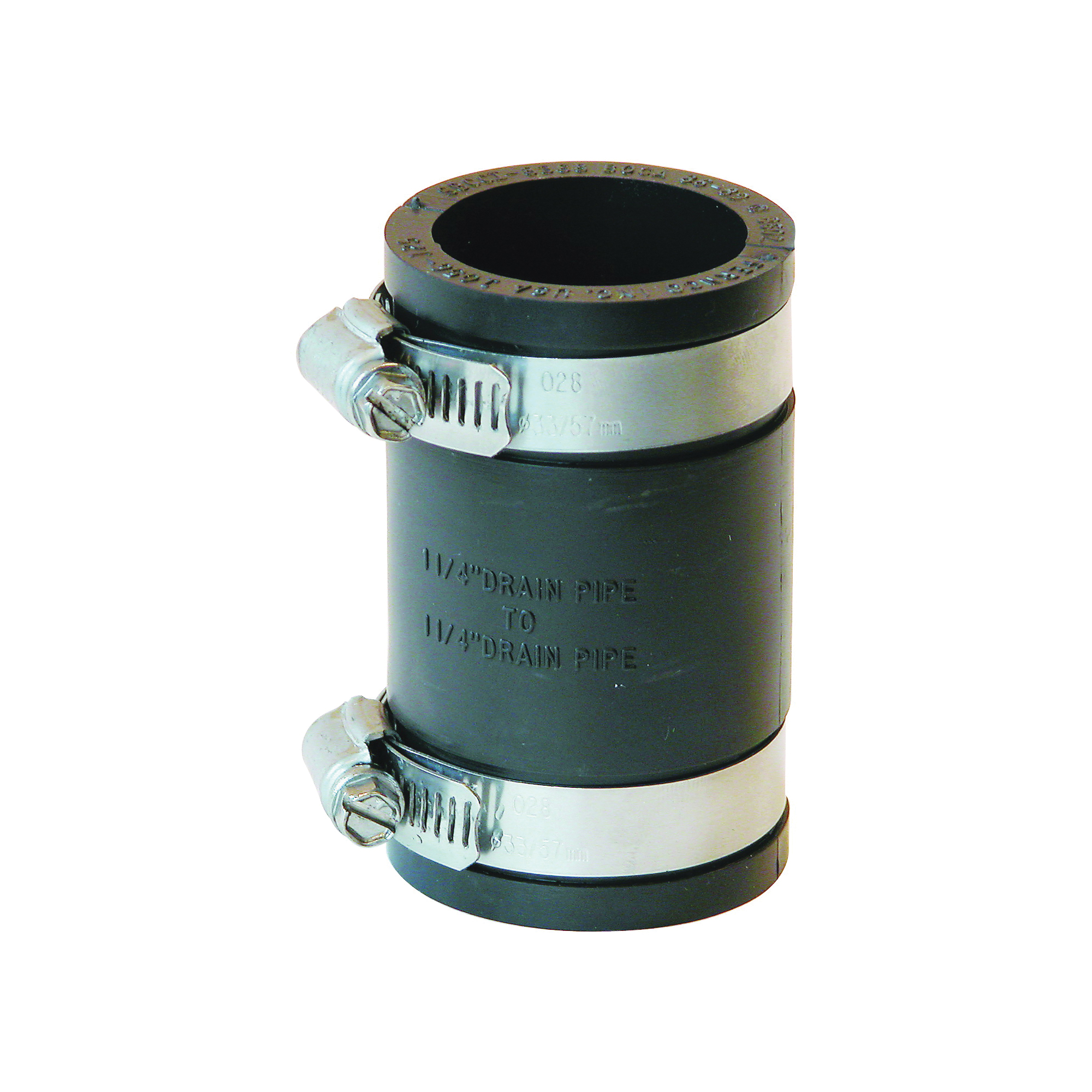 P1056-125 Flexible Coupling, 1-1/4 in, Mechanical, Rubber/Stainless Steel, Black, SCH 40 Schedule, 4.3 psi Pressure