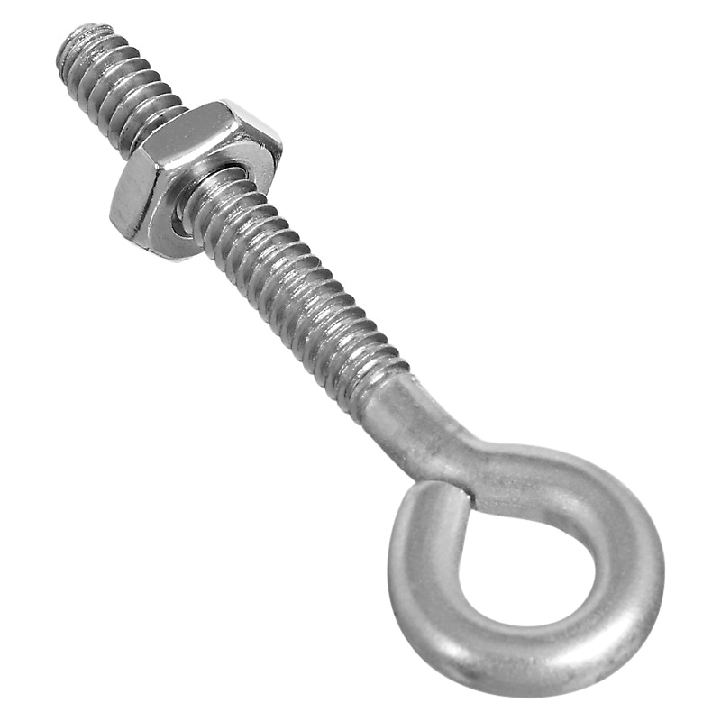 N221-564 Eye Bolt, #10-24 Thread, Coarse Thread, 1-1/4 in L Thread, 0.28 in ID Dia Eye